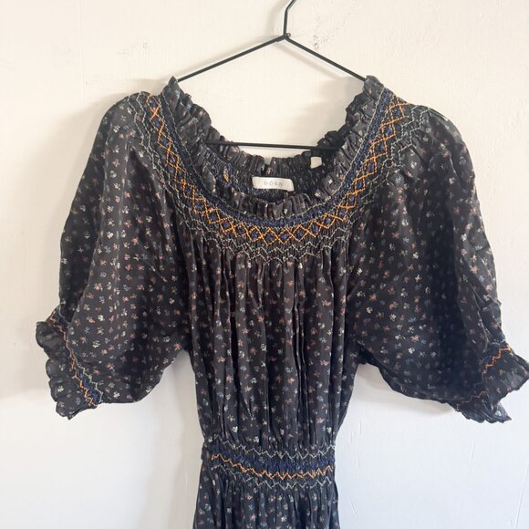 Doen Black Parc Monceau Flora Isidore MIdi Dress S - Picture 3 of 8